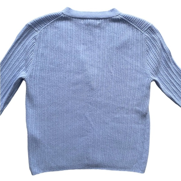 BANANA Republic Blue Ribbed Crop Button  Up Cardigan Size S - Picture 3 of 11